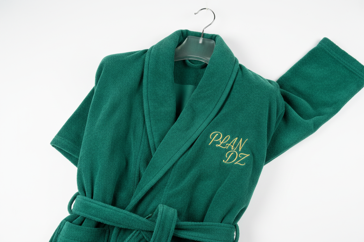 bathrobe green writing on plan dz 