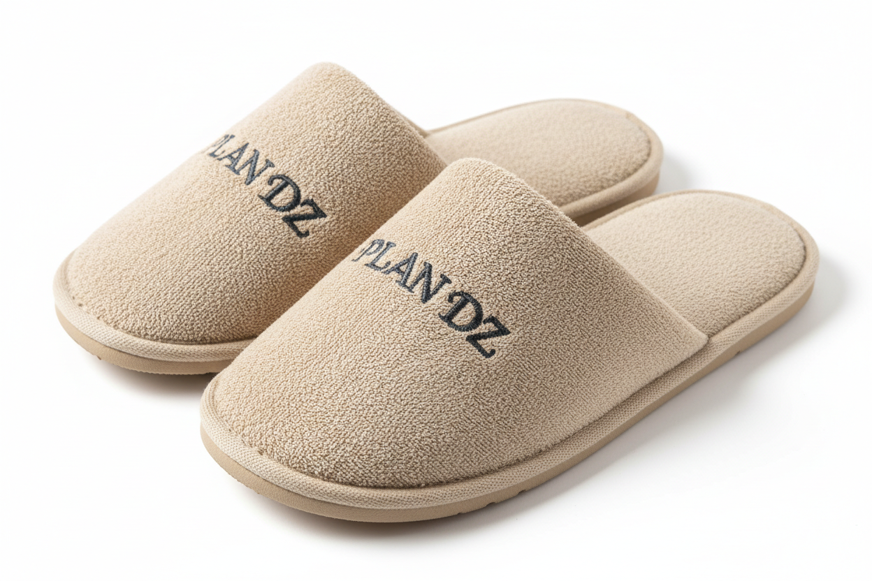 CLOSED SLIPPERS FOR HOTEL WRIT PLAN DZ ON IT 