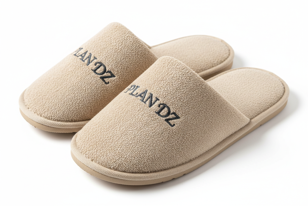 CLOSED SLIPPERS FOR HOTEL WRIT PLAN DZ ON IT 