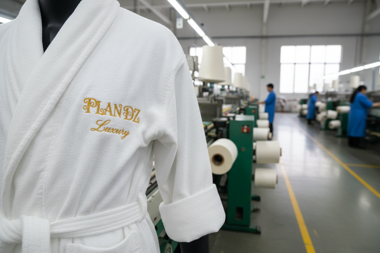 manifafacute making bathrobe writ plan dz on it 