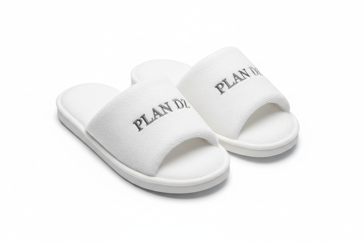 SLIPPERS FOR HOTEL WRIT PLAN DZ ON IT 