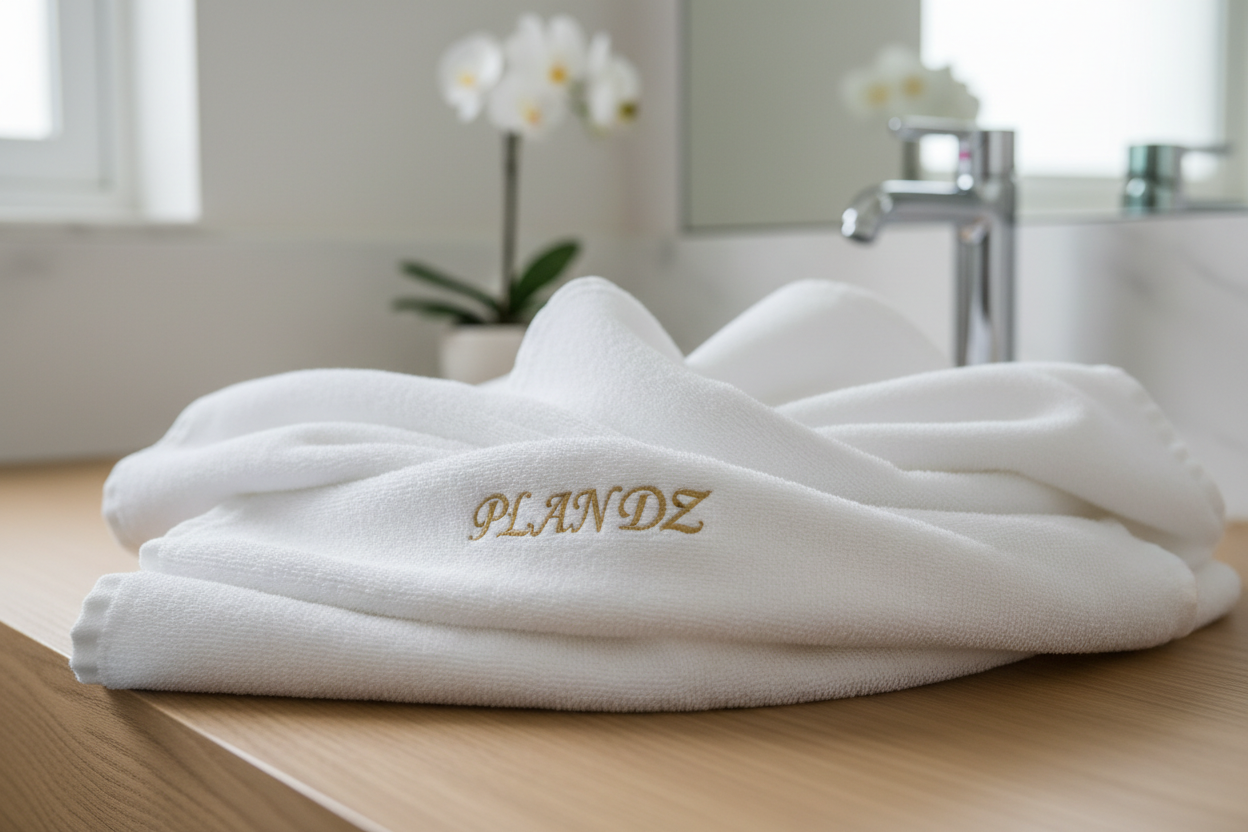 towel for hotel 5 star write plan dz on it 